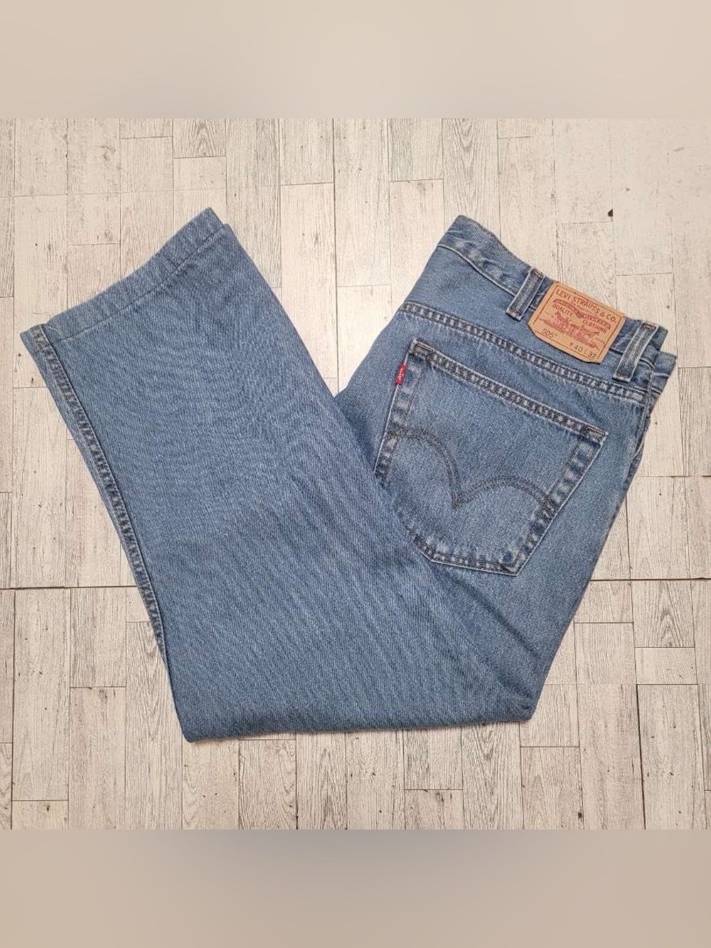 Men's Levi's 505 Light Wash Straight Leg Jeans Size 40 × 32 Regular Fit